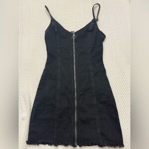 Black denim mini dress